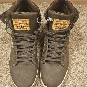 Dark Brown High-Top Levi  Men's Sneakers